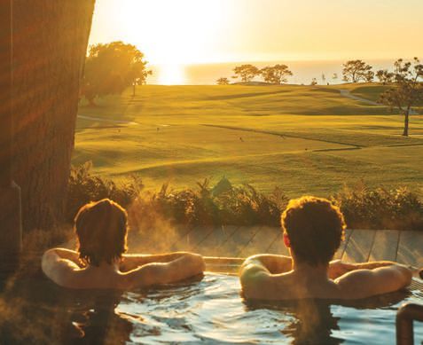 Whether hitting the fairway or enjoying the view from the hot tub, The Lodge at Torrey Pines is beloved for its lush grounds. PHOTO COURTESY OF BRAND