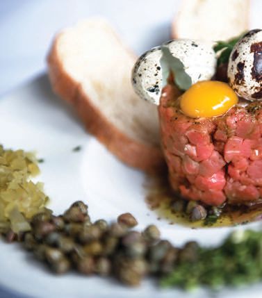Filet tartare topped with Coturnix quail egg at Greystone Prime Steakhouse & Seafood. COURTESY OF SEAFOOD