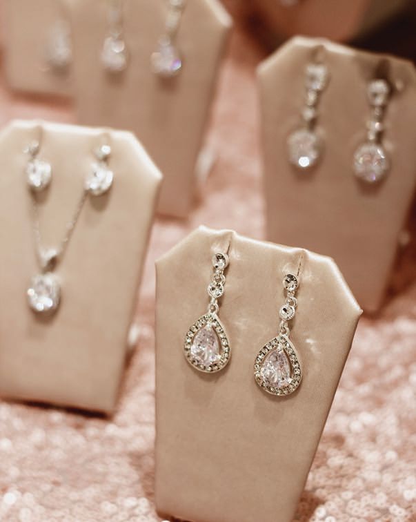 A selection of bridal-friendly jewelry at Jana Ann Couture. PHOTO BY: ALYSSA DUBOIS PHOTOGRAPHY